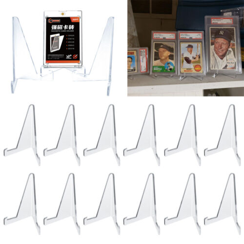 10-50pcs Clear Acrylic Trading Card Stands for Coins Sports Cards Display Holder
