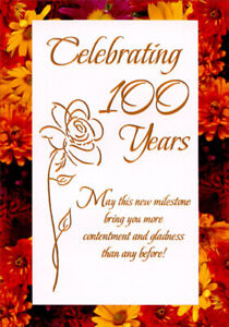 Celebrating 100 Years Thin Foil Flower Age 100 / 100th Birthday Card