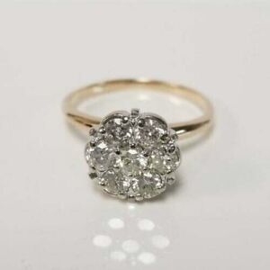 2Ct Round Cut Lab Created Diamond Engagement Cluster Ring 14K Yellow Gold Plated