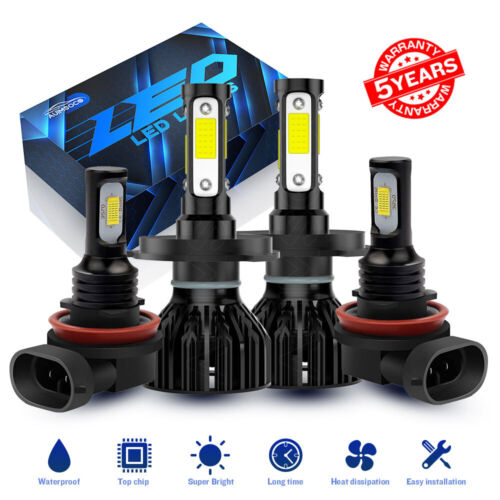 4x For Honda Ridgeline 2006-2014 LED High Low Beam Headlight+Fog Light Bulbs Kit