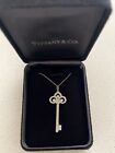Tiffany & Co Platinum Diamond Fleur De Lis Key Necklace 2 Chains 18
