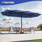 15ft Outdoor Patio Twin Umbrella Sun Shade Double Side Crank System Blue Navy