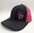 Modern Outlaw Trucker Snapback Cap Pink Embroidered Hat Skull Black