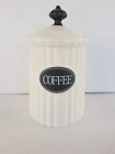 THL Ceramic Coffee Canister Off-White with Black Label Black Stripe Decor