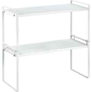 ideaglass Countertop Shelf , Set of 2 Kitchen Organizer , 20'' Stackable, White