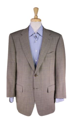 Samuelsohn Blue/Gold/Brown Check Woven Wool 2-Btn Sportcoat Blazer 42R
