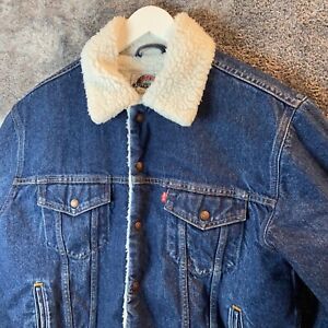 Vintage Levis Jacket Mens Size Medium Sherpa Lined Denim Authentic 90s Dark Wash