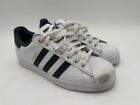 ADIDAS MEN'S SUPERSTAR SHOES SNEAKERS BLACK WHITE GOLD SIZE 9.5