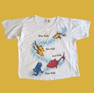 Dr. Seuss Size XL One Fish Two Fish Red Fish Blue Fish Vintage Graphic T Shirt