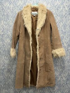 Vintage Wilsons Leather Maxima Penny Lane Trench Coat Size M Tan Suede
