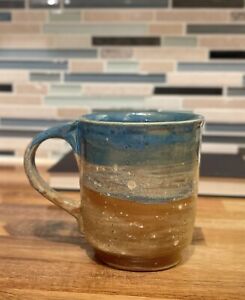 Hand Thrown Studio Art Pottery Coffee Mug Signed Speckled And Drip Glaze
