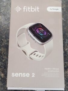 Fitbit Sense 2 Health + Fitness Smartwatch Lunar White Infinity Band ~ Pre-Owned