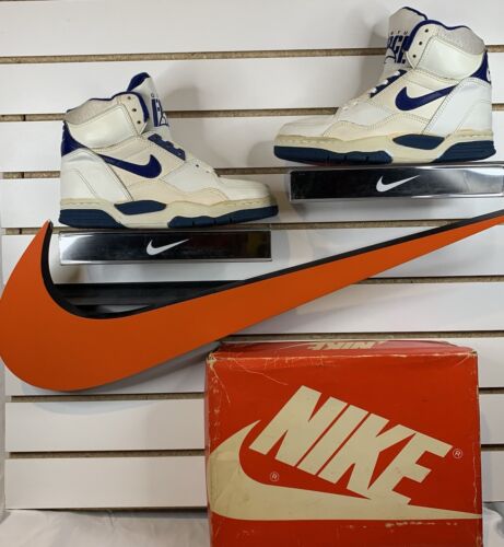 VTG 1990 Nike Quantum Force High White/Royal Blue OG Box 4940 90s 80s Shoes Ball