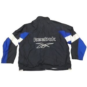 Vintage Reebok Blue Windbreaker Full Zip Lined Track Jacket Mens XXL 90's Taiwan