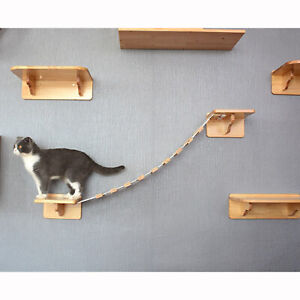 38cm Solid Wood Wall-Mounted Cat Shelf Jumping Platform Kitten Sleeping Playing