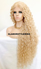 45” LACE FRONT FULL WIG EXTRA LONG LAYERED CURLY BLEACH BLONDE HEAT OK #613 NWT