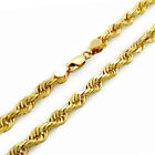 18K Yellow Gold Solid Mens 6mm Diamond Cut Rope Chain Italian Necklace 218