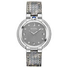 Bulova Women's Quartz Rubaiyat Diamond Accents Grey Leather Watch 35mm 96R218
