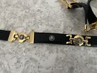 GIANNI VERSACE Rare black leather Medusa head with Gold Buckles from 1990's