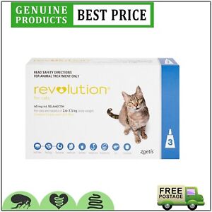 Revolution BLUE for Cats 2.6 Kg to 7.5 Kg  3 Pipettes