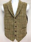 Orvis Vest Men's Medium Brown Plaid Corduroy Back Wool Front With Pockets
