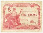 FRENCH INDO-CHINA 1923 ISSUE (TAHITI) 5 FRANCS BANKNOTE RARE F/VF. PICK#4.