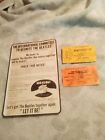 Rare  Beatles Flyer And Ticket Stubs Original