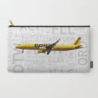 Spirit Airlines A321 with Airport Codes - Carry All Pouch (8.5