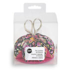 New ListingDritz Floral Dome Pin Cushion & Scissors Z00268-22 Pink Flowers on Black Fabric