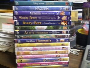 (18) Girl's Princess DVD Lot: (11) Disney Brave  Little Mermaid  Frozen  Tangled