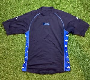 Vtg Kappa Italy Italia Mens Sz Large Soccer Jersey Football Kit Blue Training