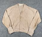 VTG 80s Thrashed Grandpa Cardigan Sweater Adult 2X Beige Knit Stained USA Made