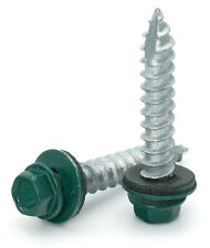 #14 Hex Washer Head Roofing Screws Mechanical Galvanized | Forest Green Finish