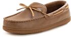 Mens Moccasin Slippers Memory Foam Close Back Suede Indoor/Outdoor House Shoes