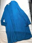 J.Jill Cardigan Blue Linen Blend Open Knit Long  Duster Womens Size L