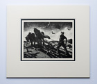 Clare Leighton - Farmers Year mounted print 1933 - November - Ploughing