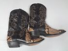 Vintage Tony Lama Black Leather and Python Snake Skin Cowboy Boots Size 11ee