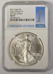 2021 American Silver Eagle Landing First Releases T-2 NGC Certified MS70