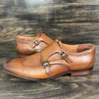 Florsheim Wingtip Double Monk Strap Brown Textured Leather Dress Shoes 10.5 D