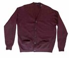 John Ashford Pure Wool Burgundy Cardigan Sweater Mens Large Button Front