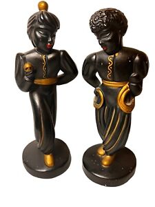 VTG Mid Century Pair Nubian Statues Figurines Alexander Backer Co Chalkware ABCO