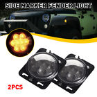 New ListingPair Front LED Side Signal Marker Light Smoke Lens for 2007-18 Jeep Wrangler JK