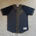 Mitchell Ness Jersey Pittsburgh Pirates Cooperstown Mens Large Gray Blank Button