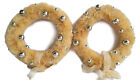 2 Bottle Brush Vintage Christmas Wreaths 12 Inch Ivory w/ Silver Ornaments Bows