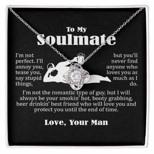 To My Soulmate Necklace For Women, Funny Gifts For Girlfriend Wife from Husband