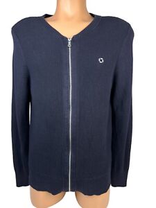 Lands' End Outfitters Sz L Mens Navy Blue Sweater Zip Front Long Sleeve Cotton