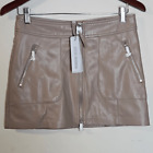 Steve Madden Ida Faux Leather Mini Skirt BM309707 NWT Women's Tan Size 2