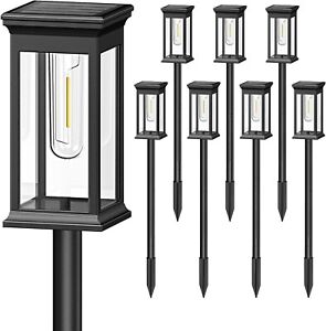 Solar Pathway Lights Outdoor, 8 Pack Upgraded Solar Outdoor Lights, Bright Solar