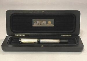 Parker Duofold Rollerball Pen  Sterling Silver & Gold Trim New In  Wood Box