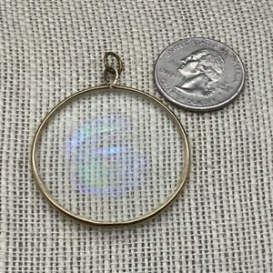 Monocle Gold Clear Pendant Iridescent Hologram Of Eye Charm Medal Medallion